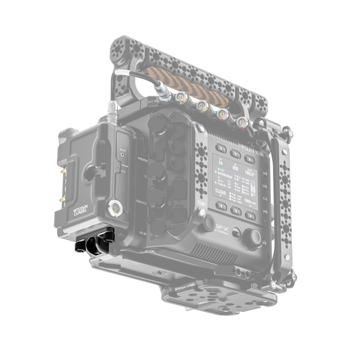 fujifilm eterna 55 back of camera body with wooden camera d-box support bracket