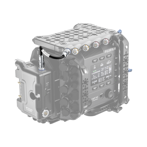 fujifilm eterna 55 back of camera body with d-box link cable installed